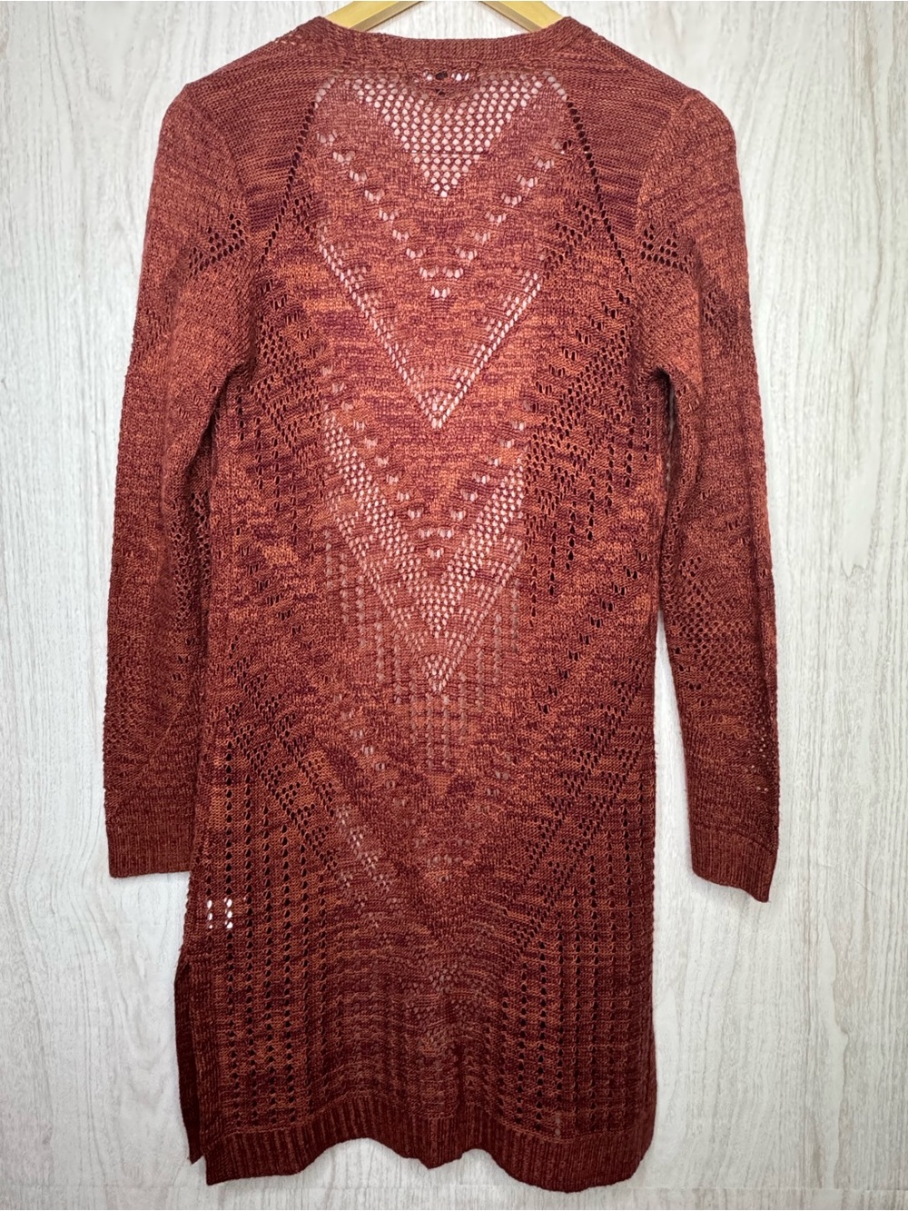 Love + Ellie Rust Openwork Longline Cardigan size S - Picture 3 of 3